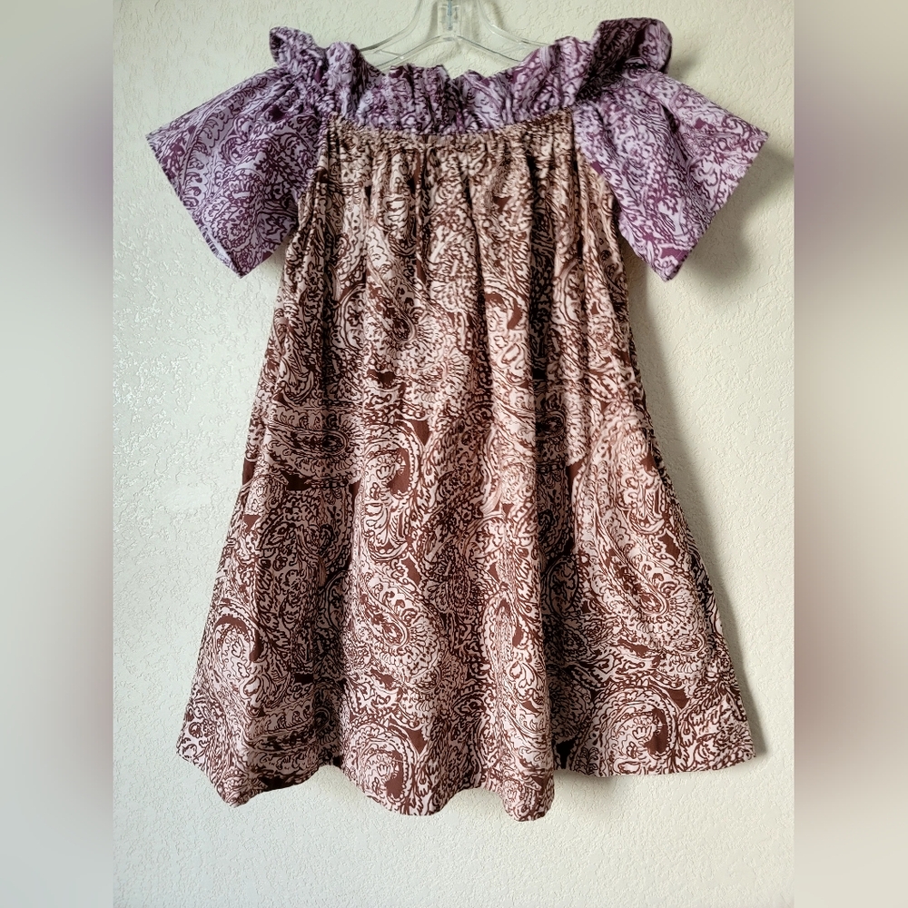 Free People Sophie Pattern Block Off The Shoulder Mini Swing Dress Size Medium
